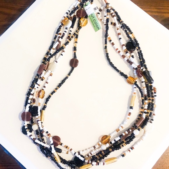NEW Handmade Layered Brown Bead Necklace - Picture 2 of 4